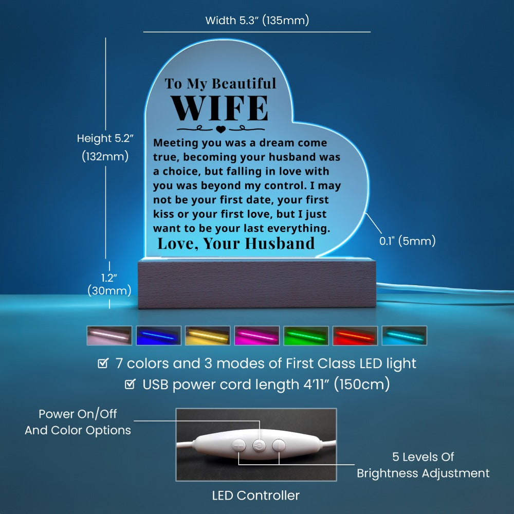 To My Wife - Beyond My Control - Light Up LED Plaque