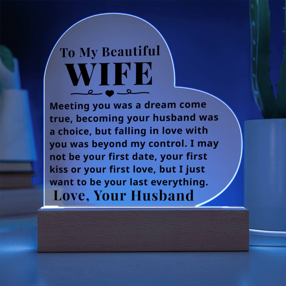 To My Wife - Beyond My Control - Light Up LED Plaque